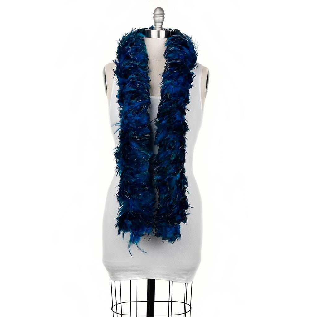 Red Chinchilla Saddle Rooster Feather Boa 5-6" - Dark Turquoise