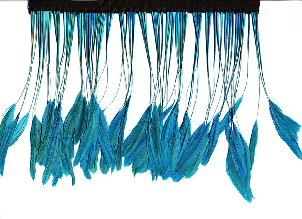 Stripped Bleached Coque Fringe - Dark Turquoise