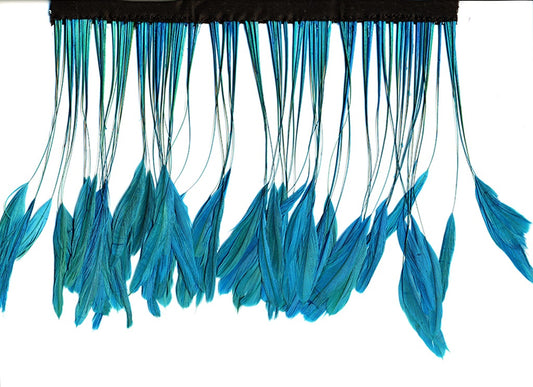 Stripped Bleached Coque Fringe - Dark Turquoise