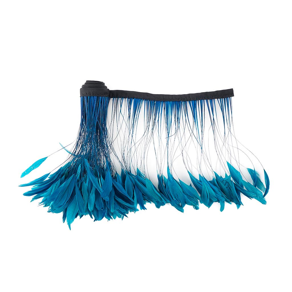 Stripped Bleached Coque Fringe - Dark Turquoise
