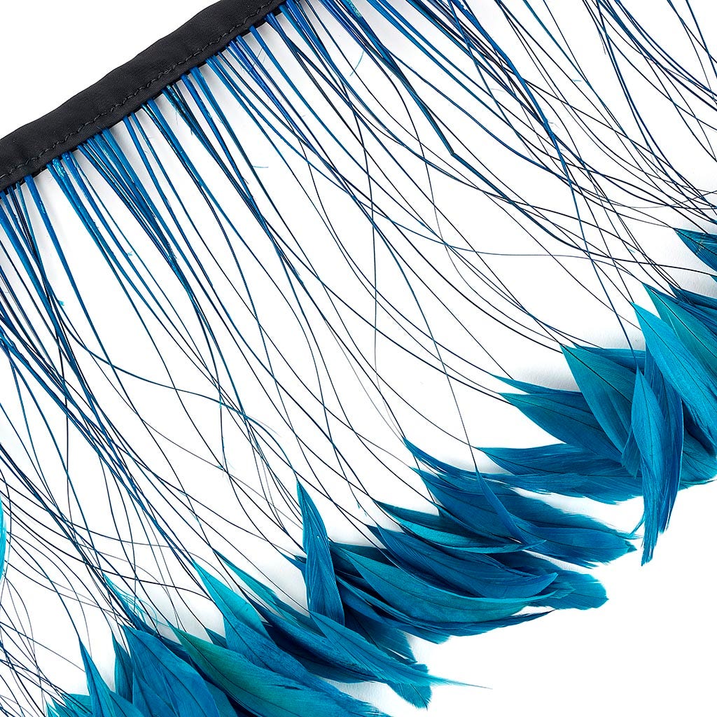Stripped Bleached Coque Fringe - Dark Turquoise