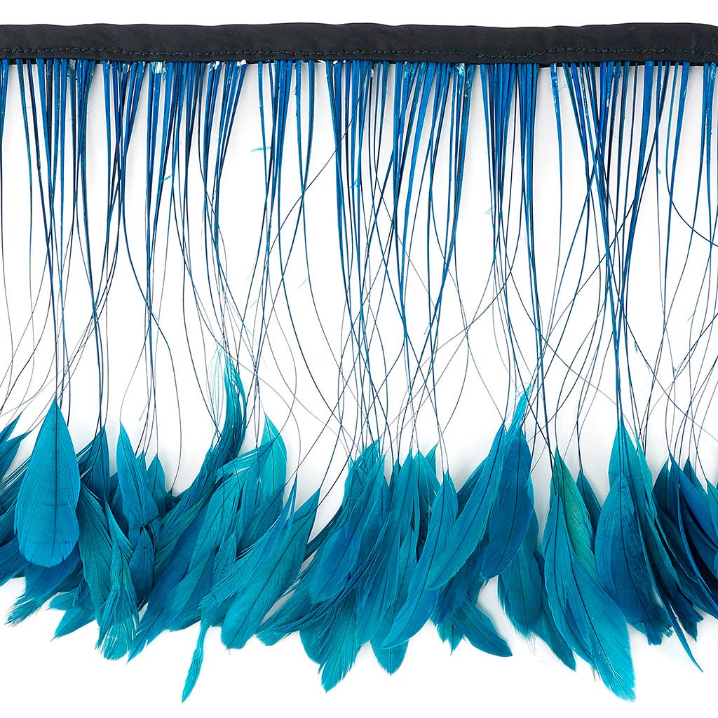Stripped Bleached Coque Fringe - Dark Turquoise