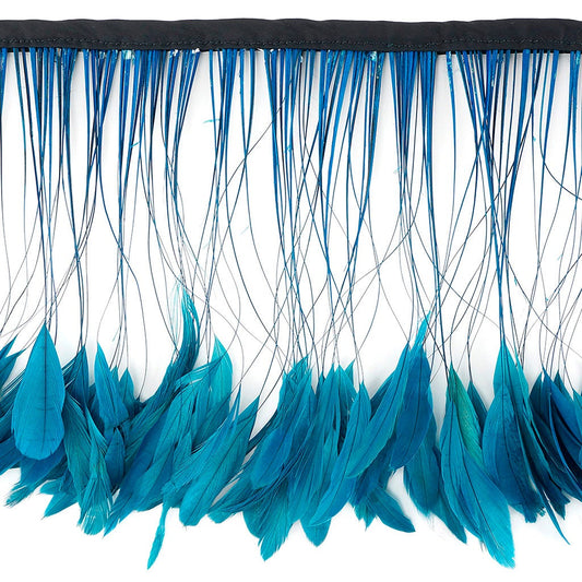 Stripped Bleached Coque Fringe - Dark Turquoise
