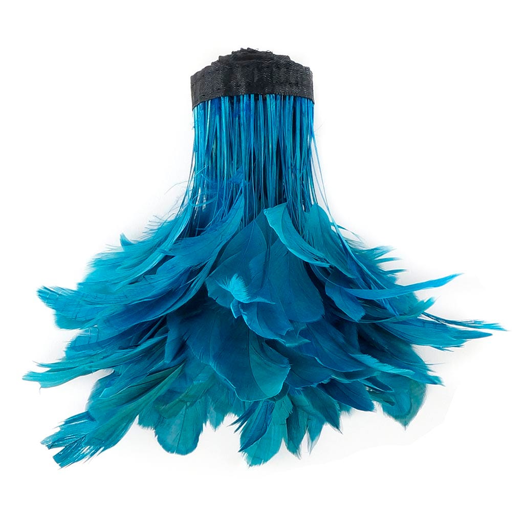 Stripped Bleached Coque Fringe - Dark Turquoise