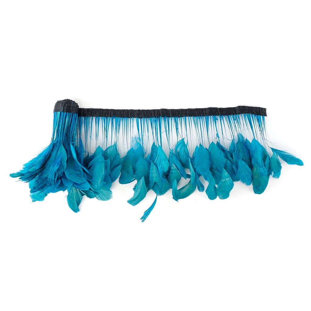 Stripped Bleached Coque Fringe - Dark Turquoise