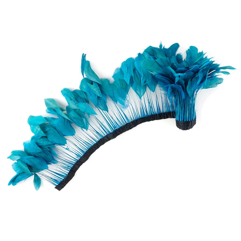 Stripped Bleached Coque Fringe - Dark Turquoise