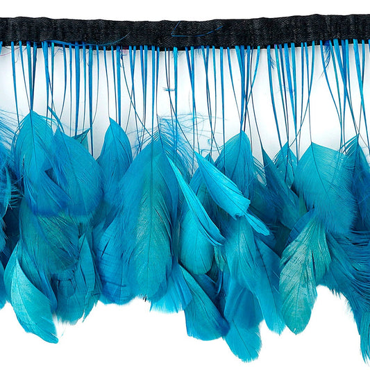 Stripped Bleached Coque Fringe - Dark Turquoise
