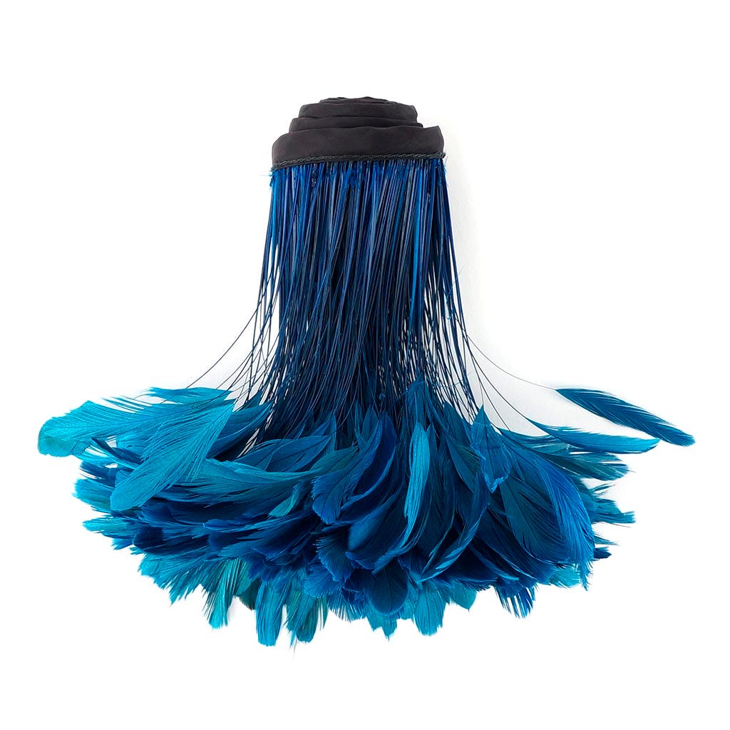 Stripped Bleached Coque Fringe - Dark Turquoise