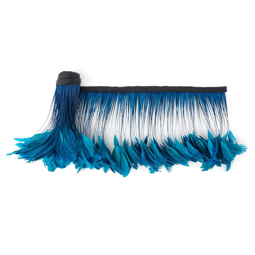 Stripped Bleached Coque Fringe - Dark Turquoise