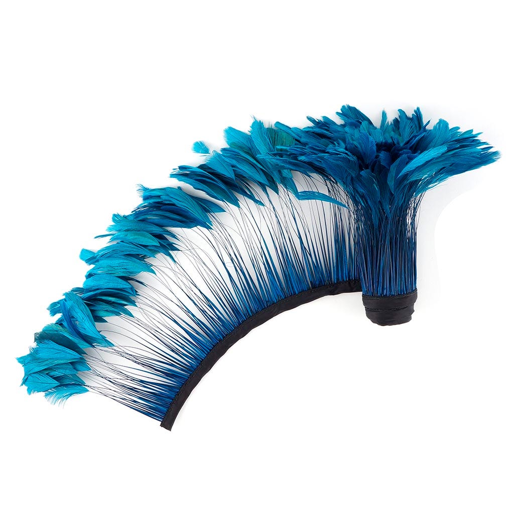 Stripped Bleached Coque Fringe - Dark Turquoise