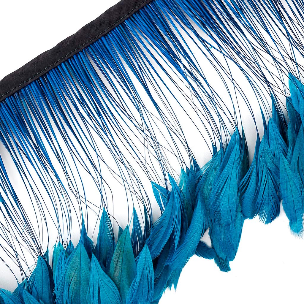 Stripped Bleached Coque Fringe - Dark Turquoise