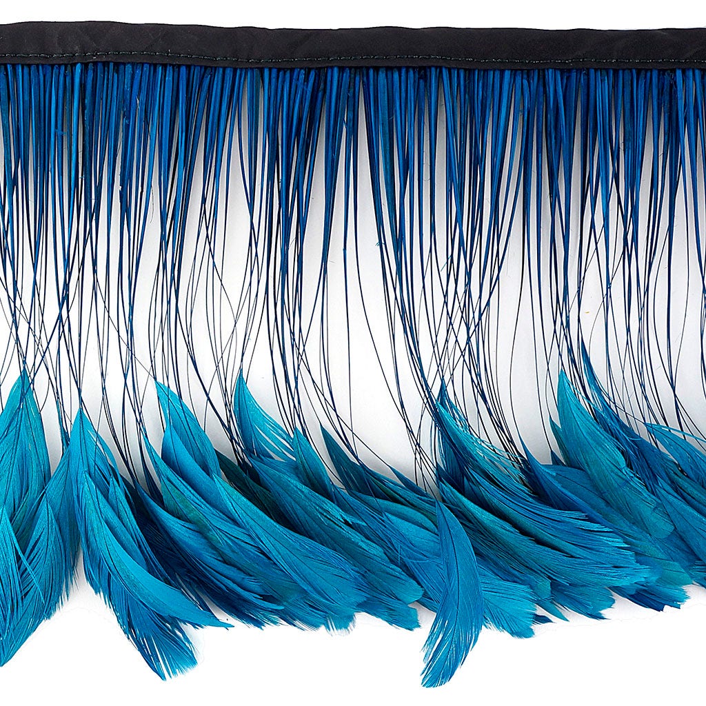 Stripped Bleached Coque Fringe - Dark Turquoise