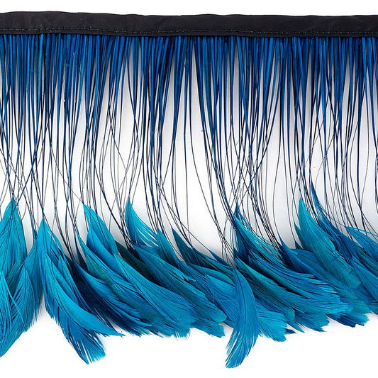 Stripped Bleached Coque Fringe - Dark Turquoise