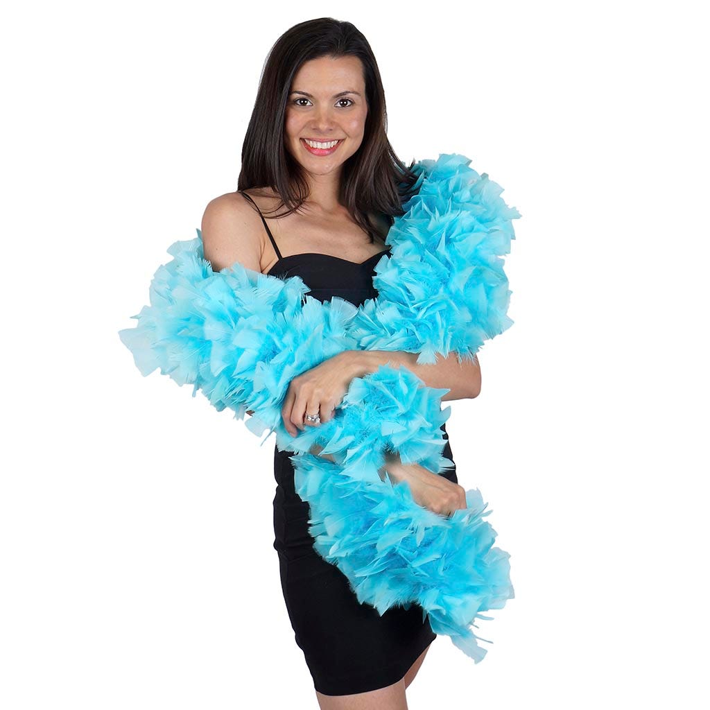 Turkey Feather Boa 8-10" - Light Turquoise
