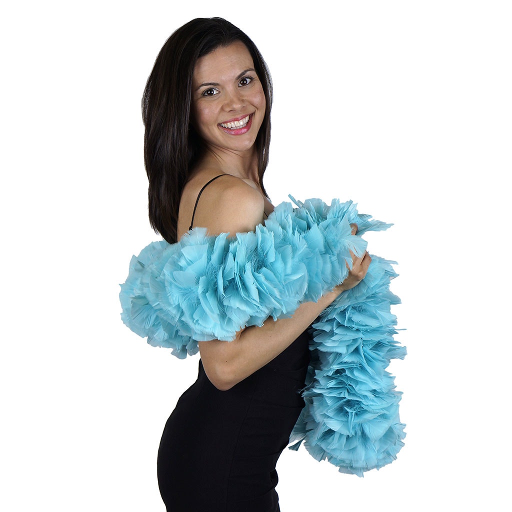 Turkey Feather Boa 6-8" - Light Turquoise