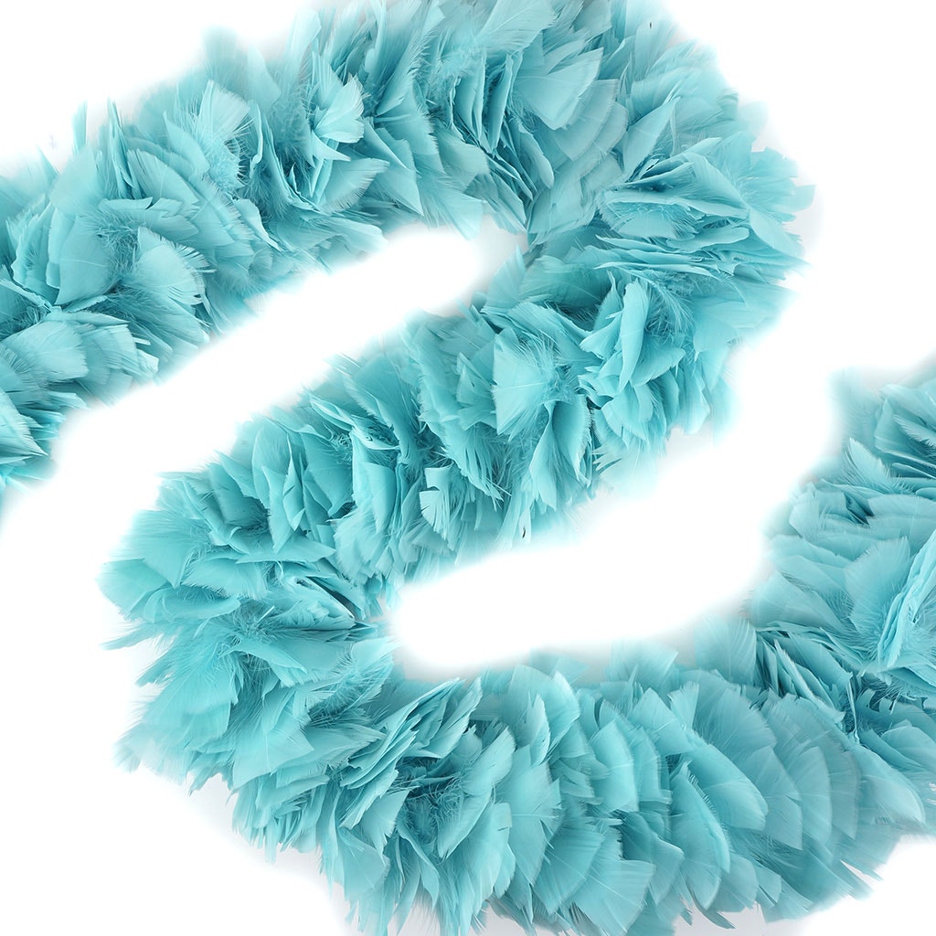 Turkey Feather Boa 6-8" - Light Turquoise