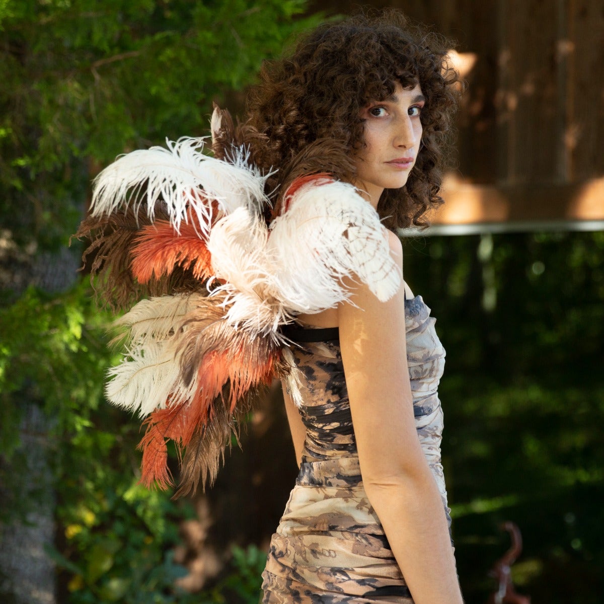 Owl Upcycled Ostrich Feather Costume Wings