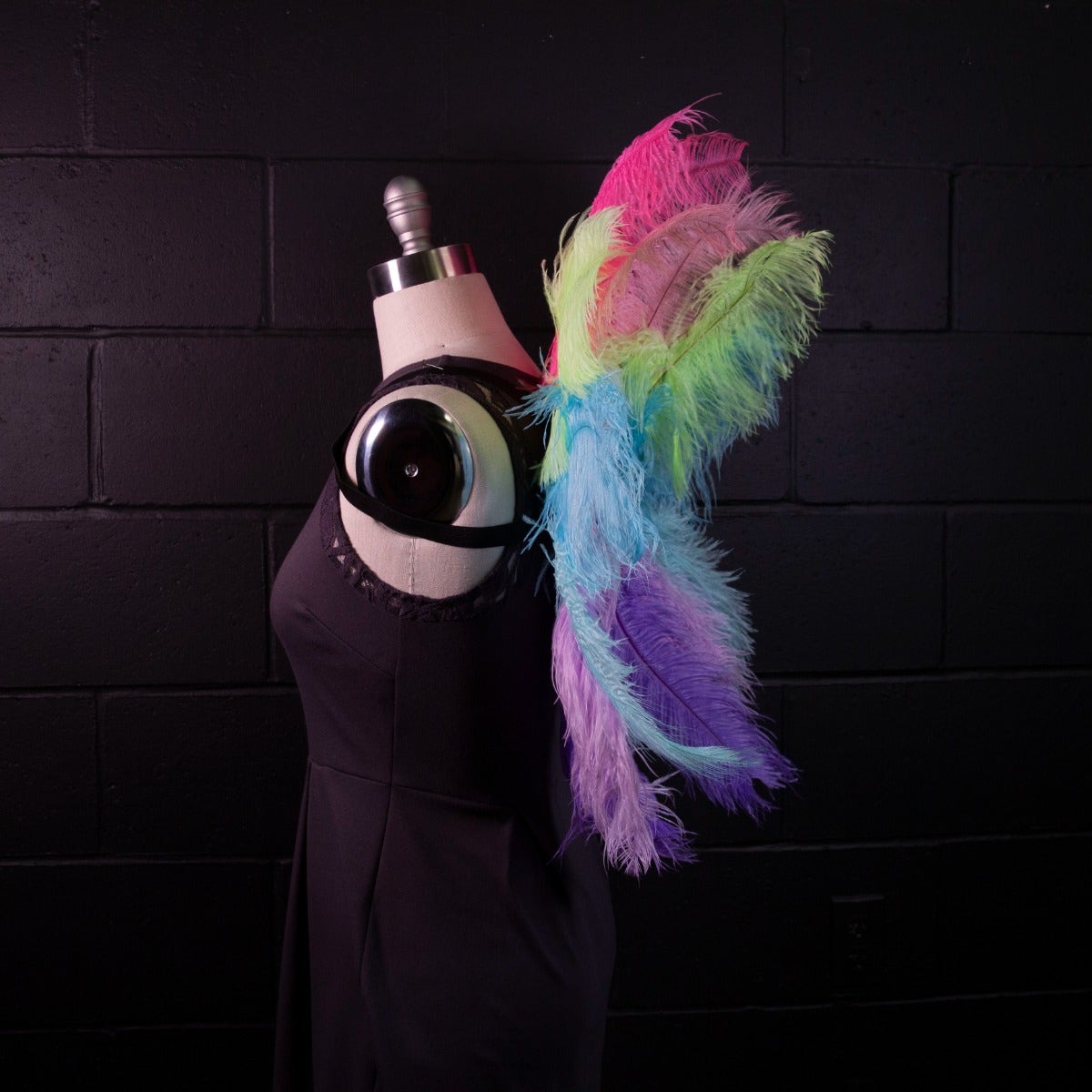Medium Upcycled Ostrich Feather Costume Wings - Unicorn