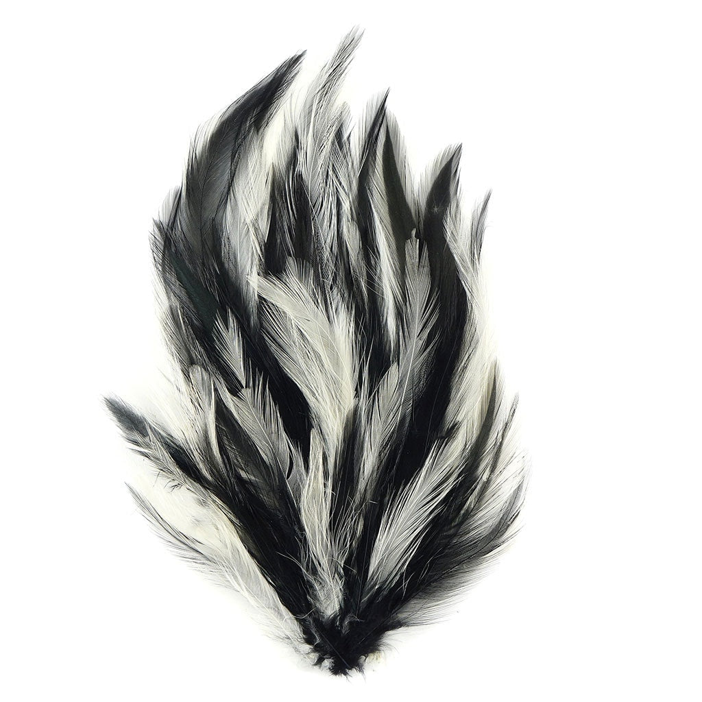 Feather Hackle Pads Mix Dyed - White/Black