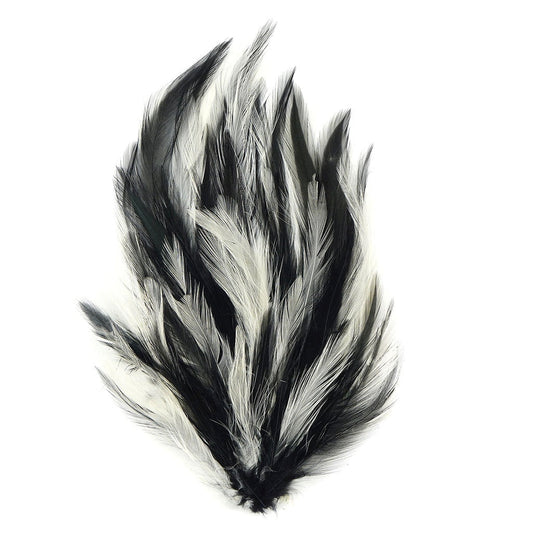 Feather Hackle Pads Mix Dyed - White/Black
