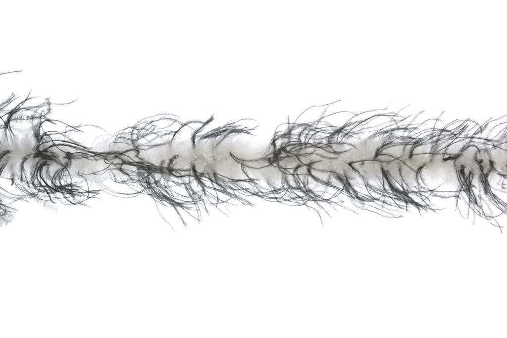 Thin Marabou Feather Boa with Ostrich - White/Black