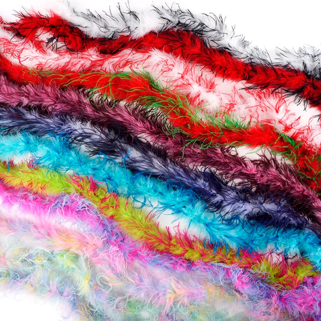 Thin Marabou Feather Boa with Ostrich - White/Black