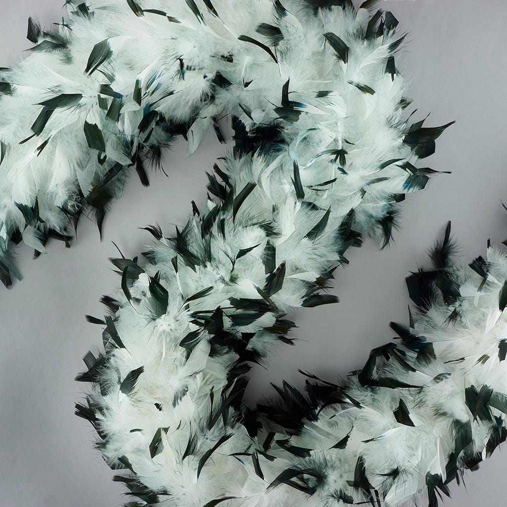 Tipped Chandelle Feather Boa - Heavyweight - White/Black