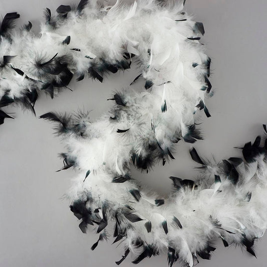 Chandelle Feather Boa - Lightweight - Tipped White/Black