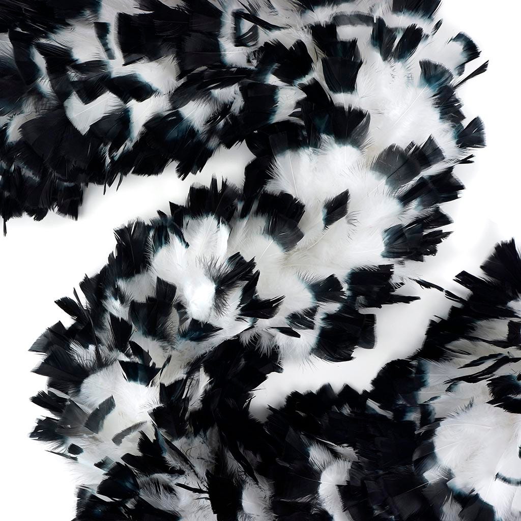 Turkey Feather Boa 10-14" - White/Black Tipped