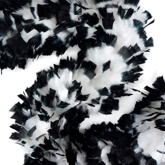 Turkey Feather Boa 10-14" - White/Black Tipped