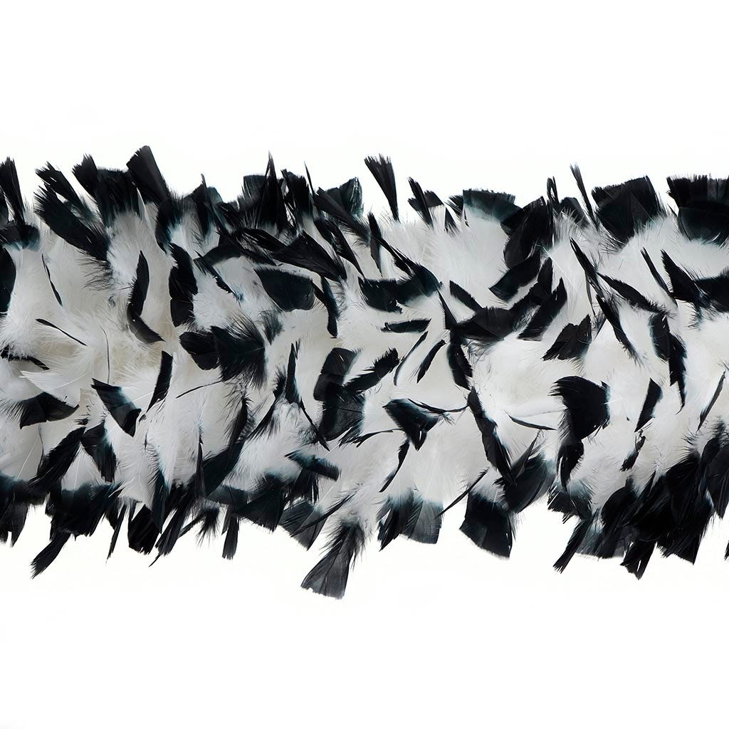 Turkey Feather Boa 10-14" - White/Black Tipped