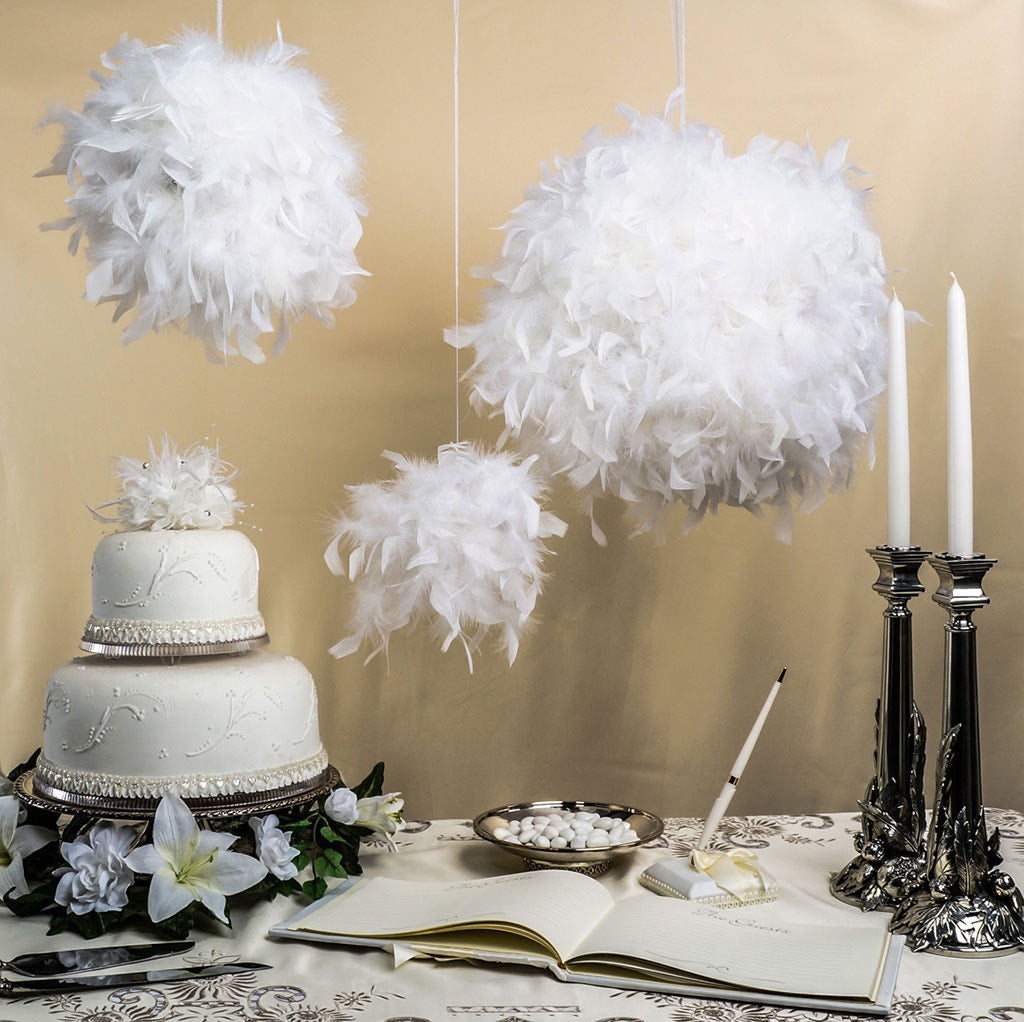 Chandelle Feather Pom Poms - White - 18"