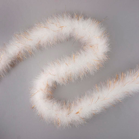 Full Marabou Feather Boa with Lurex - White/Gold Lurex