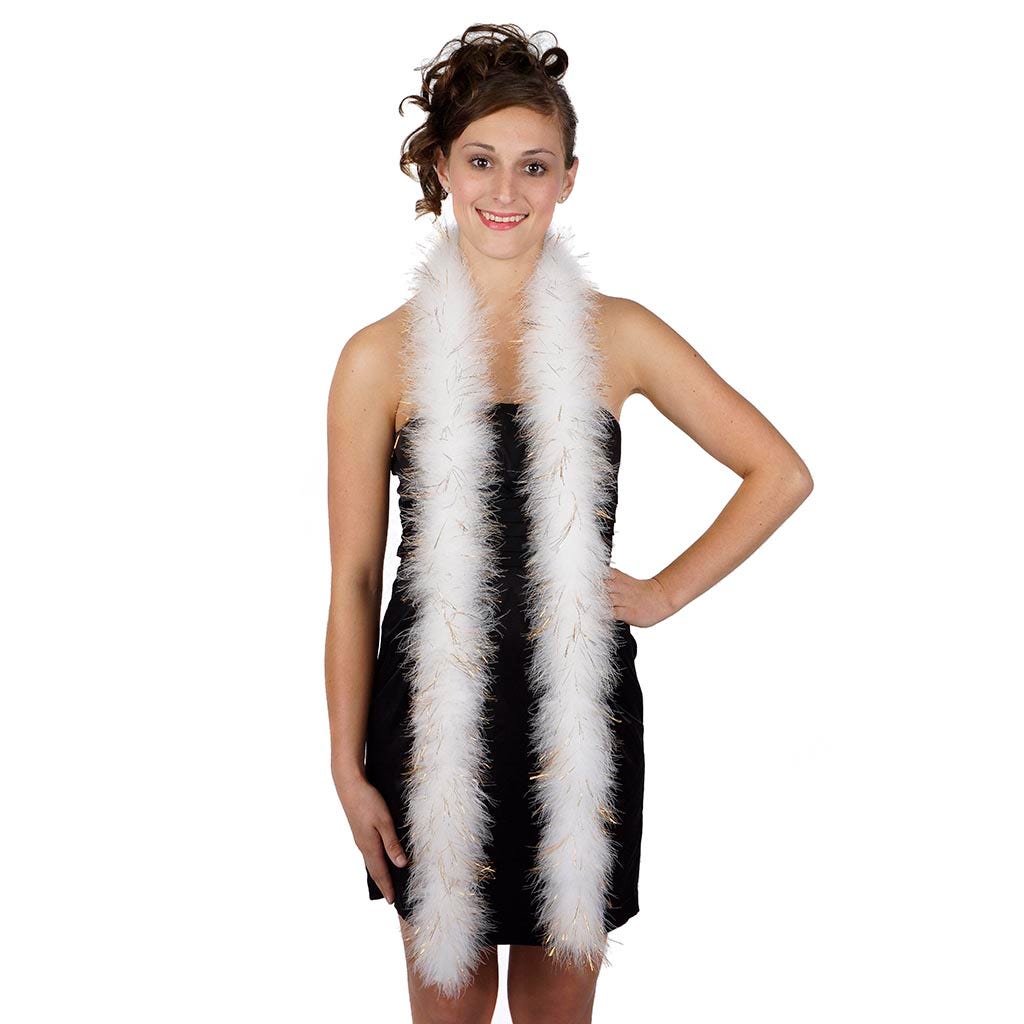 Marabou Boa with Lurex - Mediumweight - White/Gold Lurex