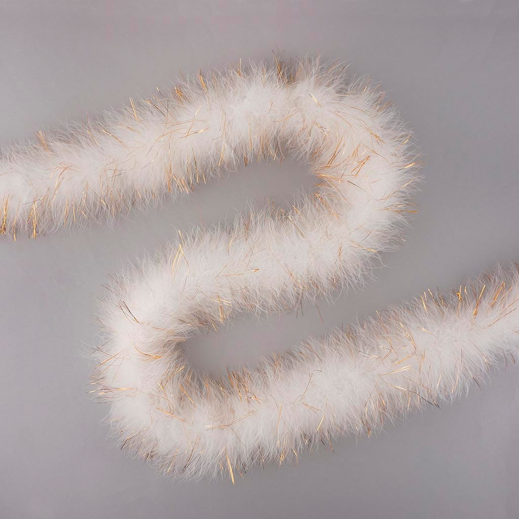 Marabou Boa with Lurex - Mediumweight - White/Gold Lurex