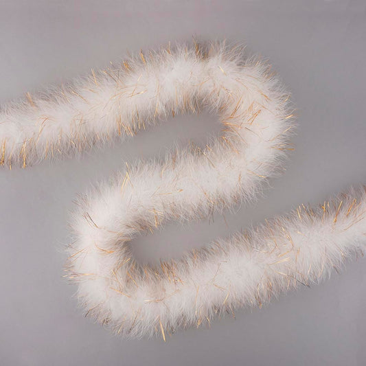 Marabou Boa with Lurex - Mediumweight - White/Gold Lurex