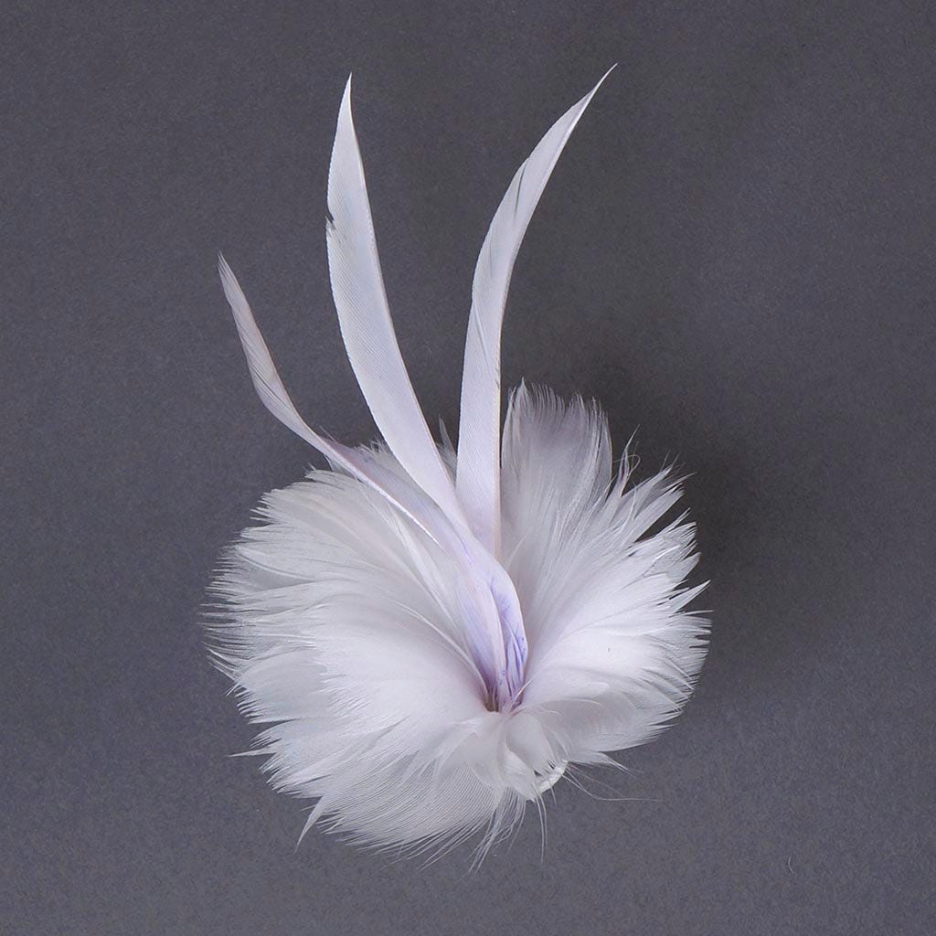White Coquilee and Biot Feather Floral Pick