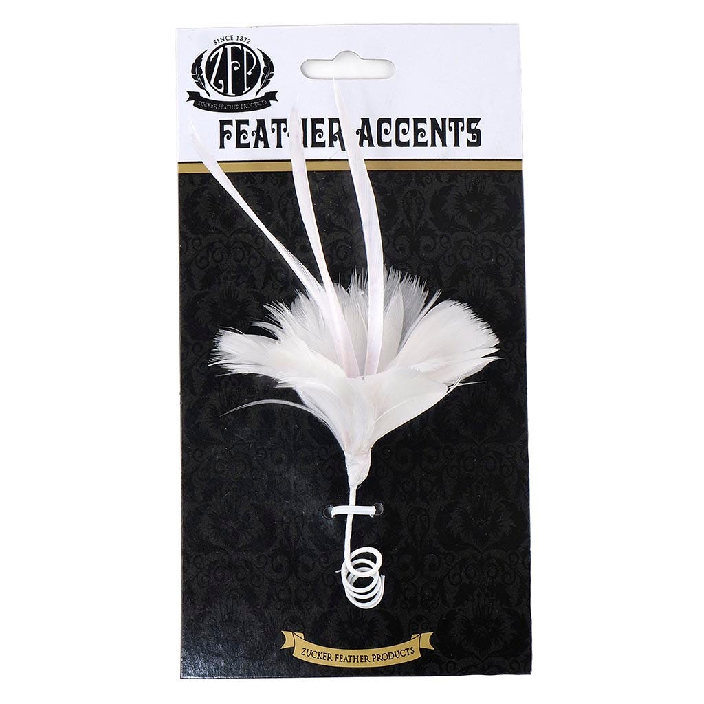 White Coquilee and Biot Feather Floral Pick