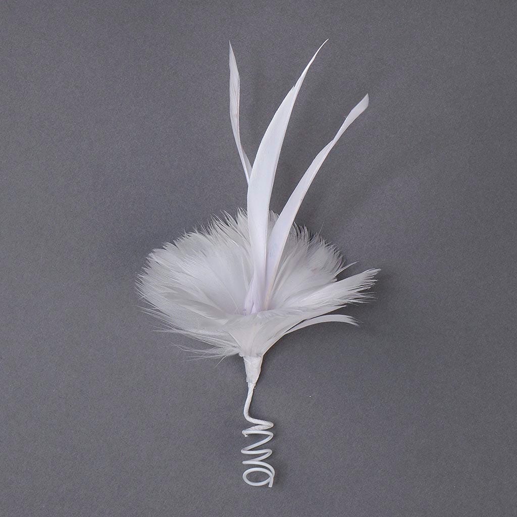 White Coquilee and Biot Feather Floral Pick