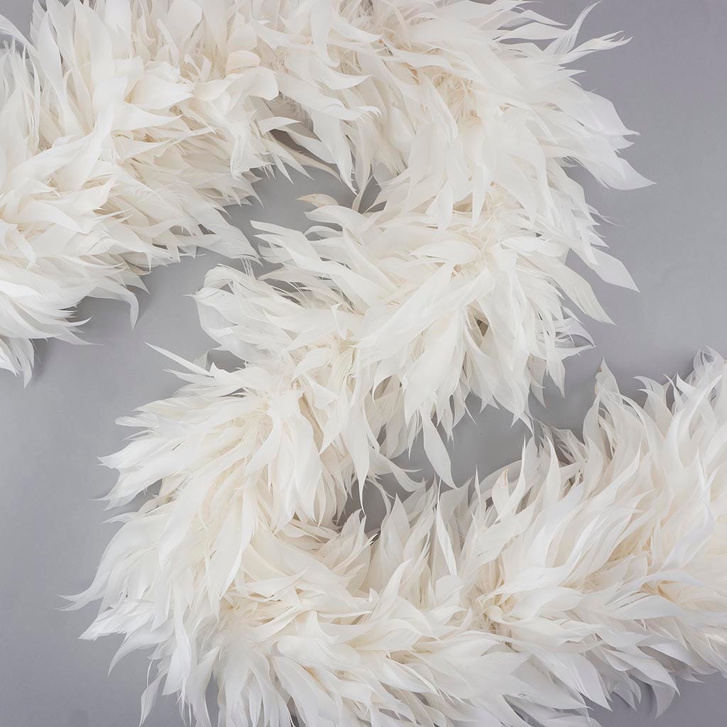 Goose Feather Boa - Stripped Nagoire  - White