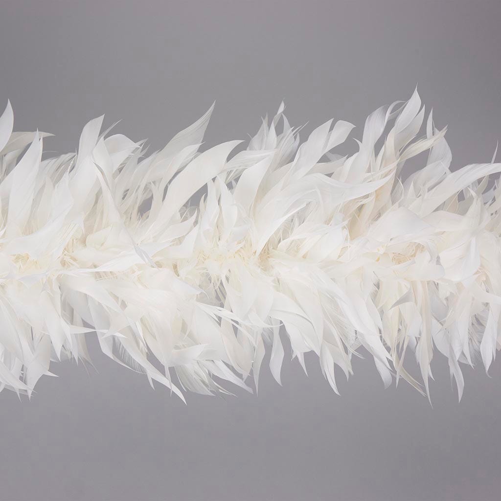 Goose Feather Boa - Stripped Nagoire  - White