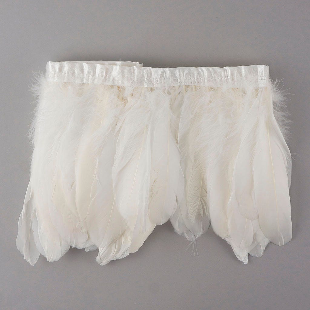 Parried Goose Pallet Feather Fringe - White