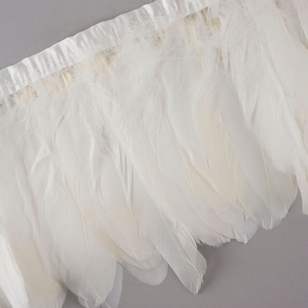 Parried Goose Pallet Feather Fringe - White
