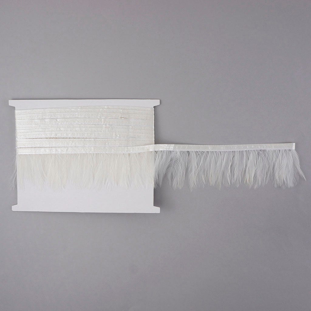 Dyed Hackle Feather Fringe - White