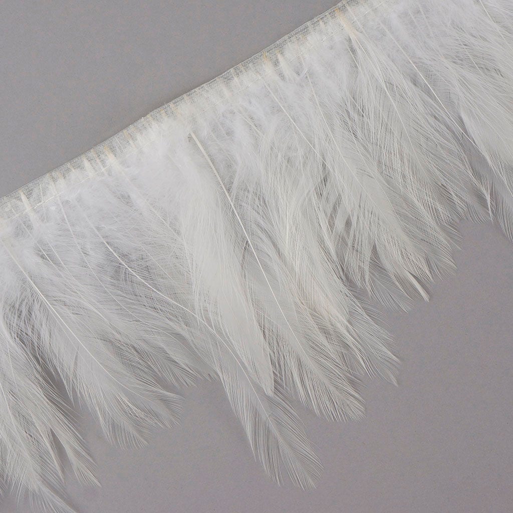 Dyed Hackle Feather Fringe - White