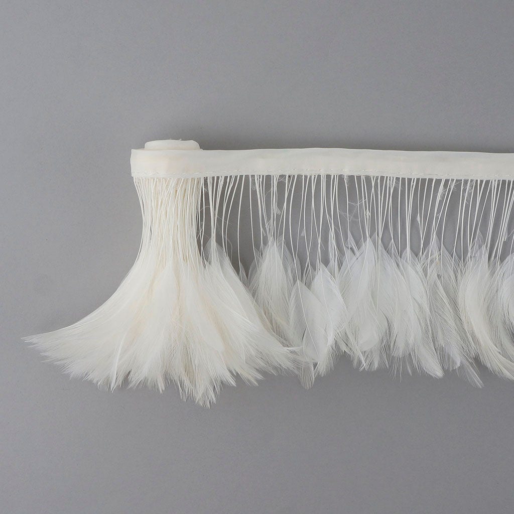 Stripped Hackle Feather Fringe - White