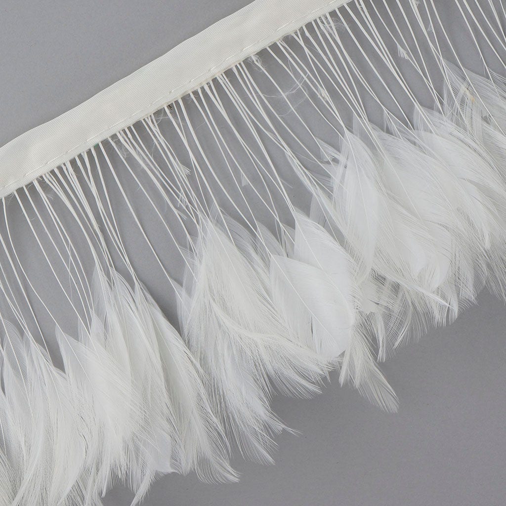 Stripped Hackle Feather Fringe - White