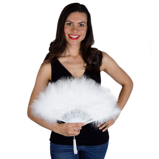 Marabou Feather Fan - White