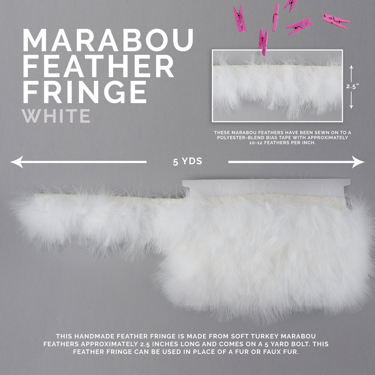 Marabou Feather Fringe - White