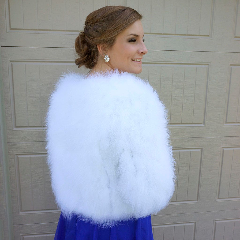Cropped Marabou Jacket White